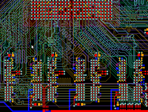 Routage PCB d'une byte-lane DDR avec accordéons de length-matching et plan de masse continu