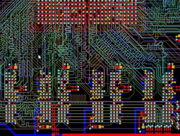 Routage PCB d'une byte-lane DDR avec accordéons de length-matching et plan de masse continu