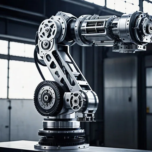 Industrial robotic arm fitted with a stepper motor for material handling