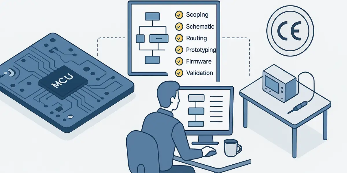 Workflow de conception électronique professionnel : étapes, livrables, conformité CE.